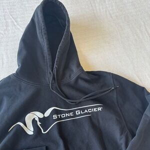 Stone Glacier Ram Logo Hoodie Black Pullover Sweatshirt Mens Small SG Graphic